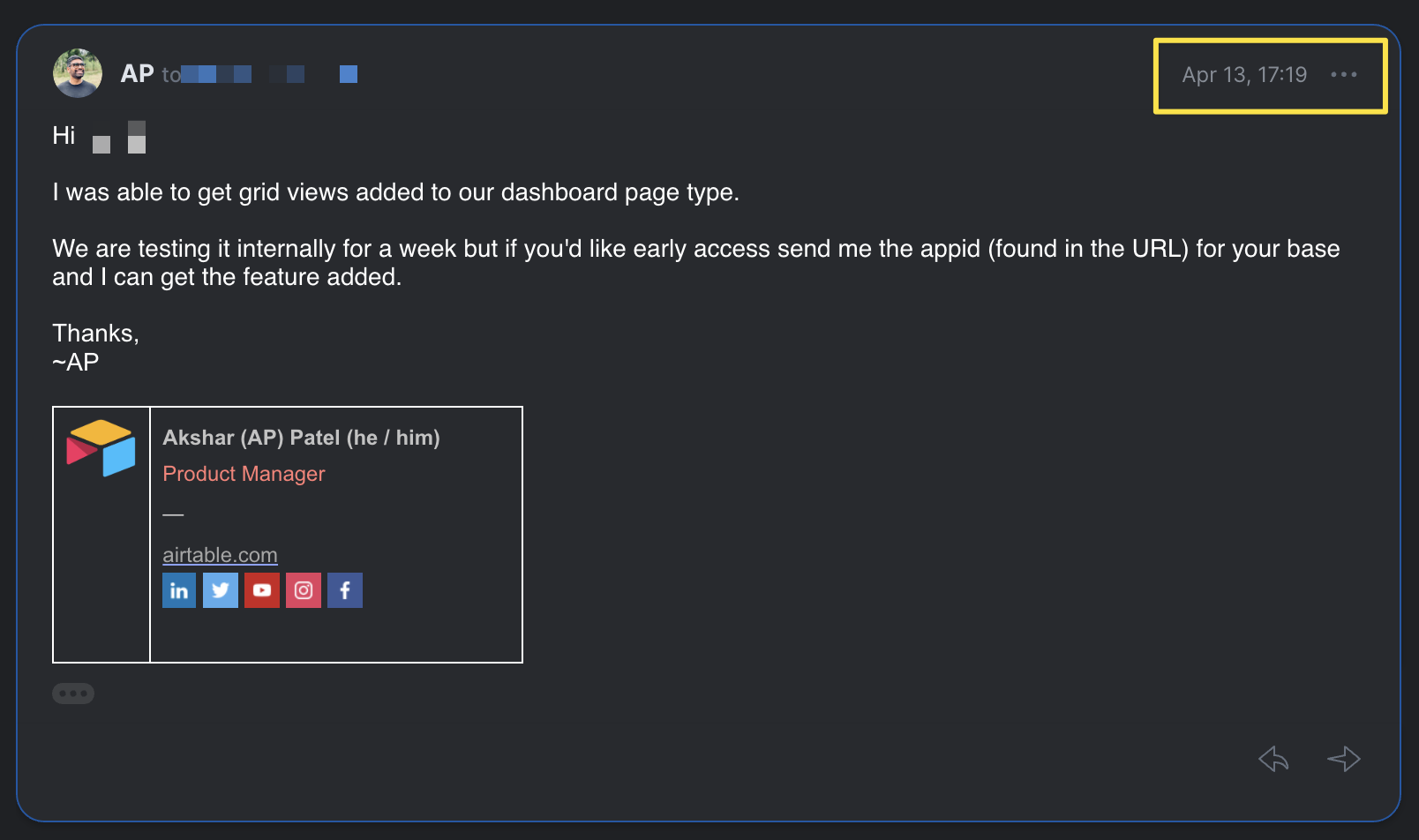 Feature shipped email